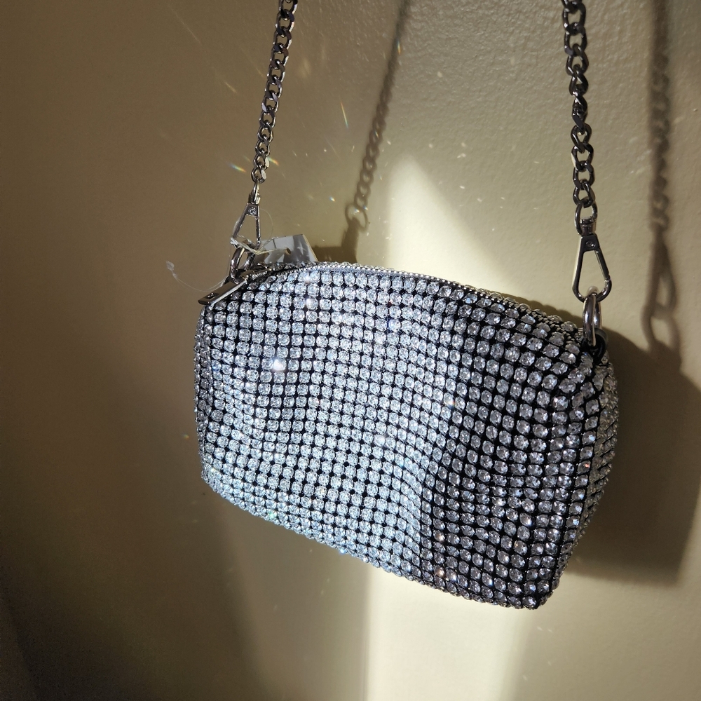 NEW! Madison West Silver Rhinestone Women Bag - Picture 3 of 10